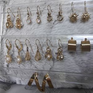 Retro Goldtone Pierced Earring Assortment-9 Pairs